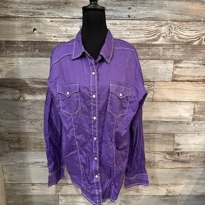 Women's Purple Button Down Shirt with Pearl Snaps